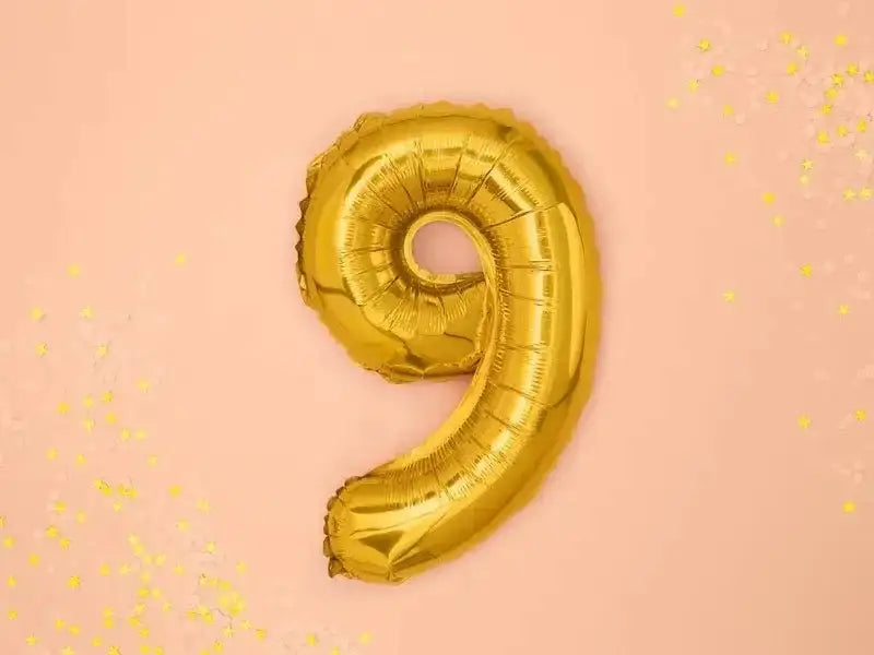 Cijfer Ballon 9 Goud 35 cm - Ballonnenshop.nl