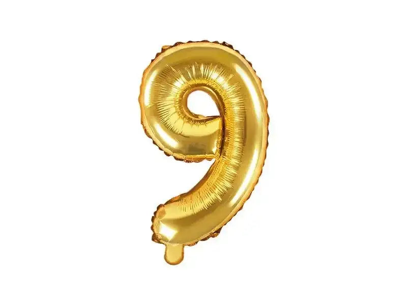 Cijfer Ballon 9 Goud 35 cm - Ballonnenshop.nl