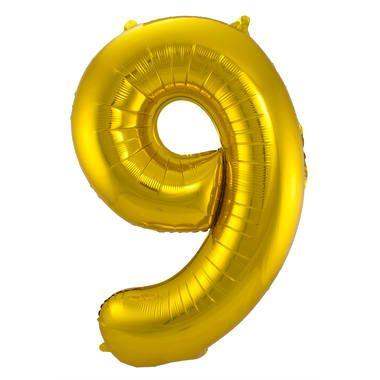 Cijfer Ballon 9 - Goud - 86 cm - Ballonnenshop.nl