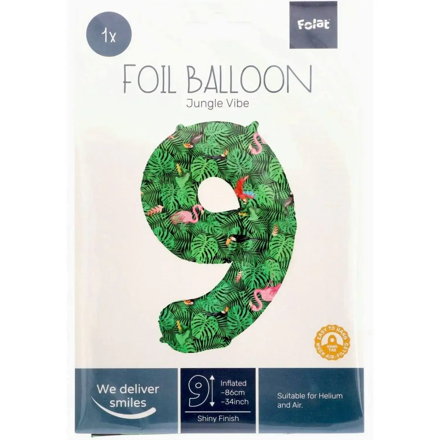 Cijfer Ballon 9 - Jungle - 86 cm - Ballonnenshop.nl