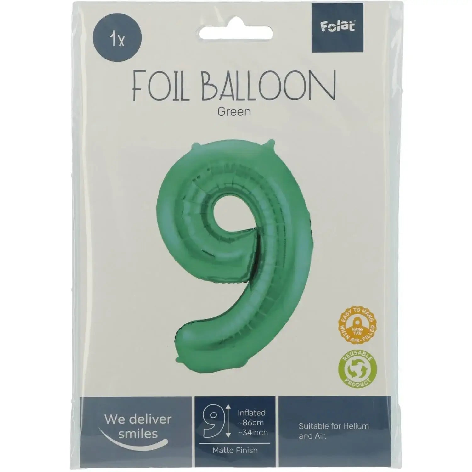 Cijfer Ballon 9 - Licht Groen - 86 cm - Ballonnenshop.nl