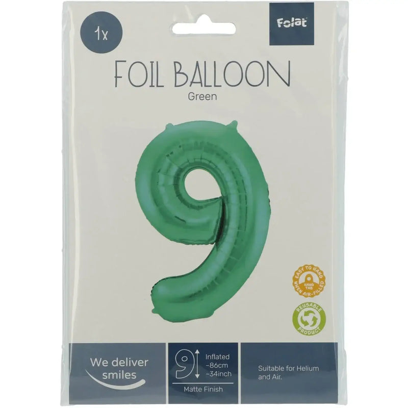 Cijfer Ballon 9 - Licht Groen - 86 cm - Ballonnenshop.nl