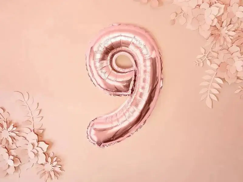 Cijfer Ballon 9 Rose Goud 35 cm - Ballonnenshop.nl