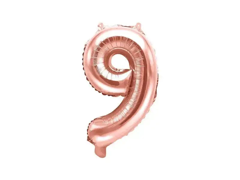 Cijfer Ballon 9 Rose Goud 35 cm - Ballonnenshop.nl