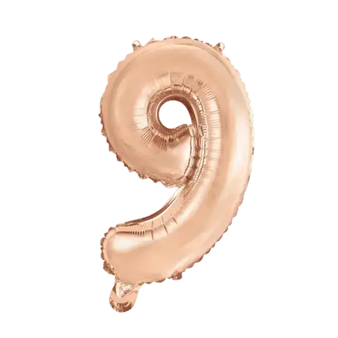 Cijfer Ballon 9 - Rose Goud - 41 cm - Ballonnenshop.nl