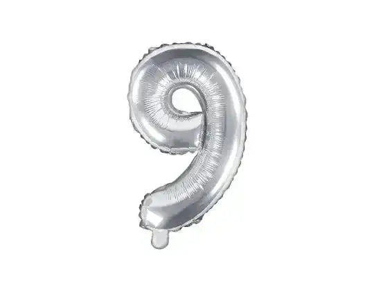 Cijfer Ballon 9 Zilver 35 cm - Ballonnenshop.nl