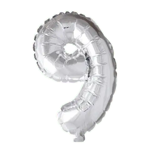 Cijfer Ballon 9 - Zilver - 41 cm - Ballonnenshop.nl