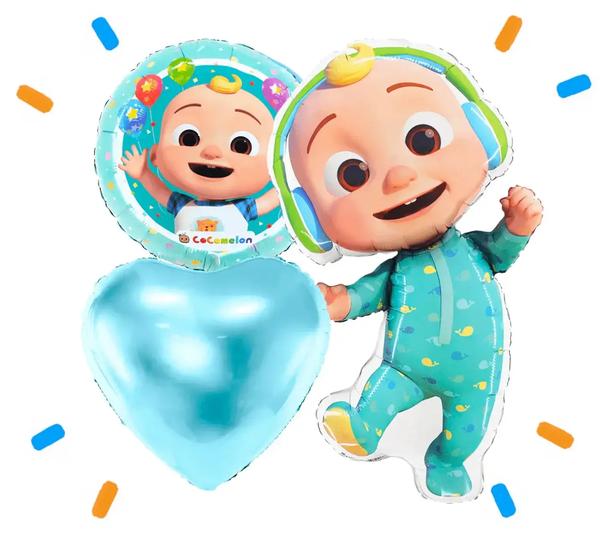 Cocomelon Baby Trosje Blauw/Wit/Groen - Gevuld Met Helium - 46 cm - Ballonnenshop.nl