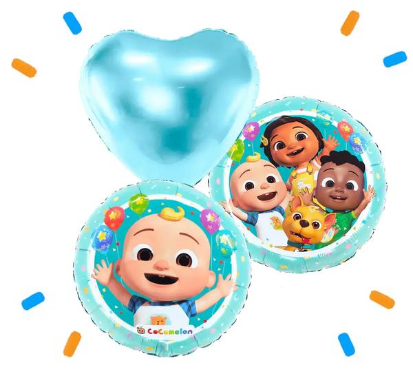 Cocomelon Trosje Blauw/Wit/Groen - Gevuld Met Helium - 46 cm - Ballonnenshop.nl