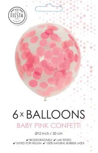 Confetti Ballonnen - Baby Roze - 6 stuks - 30 cm - Ballonnenshop.nl