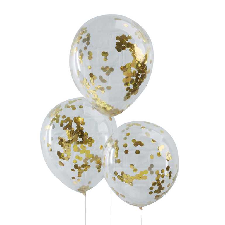 Confetti Ballonnen Goud - 5 stuks - 30 cm - Ballonnenshop.nl