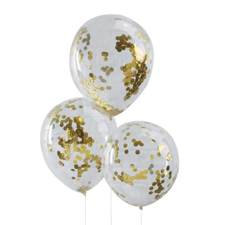 Confetti Ballonnen Goud - 5 stuks - 30 cm - Ballonnenshop.nl