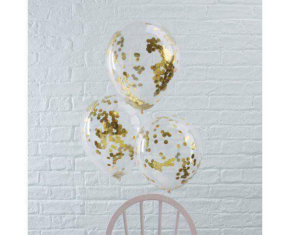 Confetti Ballonnen Goud - 5 stuks - 30 cm - Ballonnenshop.nl
