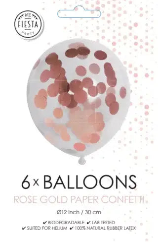 Confetti Ballonnen - Rose Goud - 6 stuks - 30 cm - Ballonnenshop.nl
