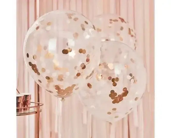 Confetti Ballonnen Rose Goud XL - 3 stuks - 56 cm - Ballonnenshop.nl