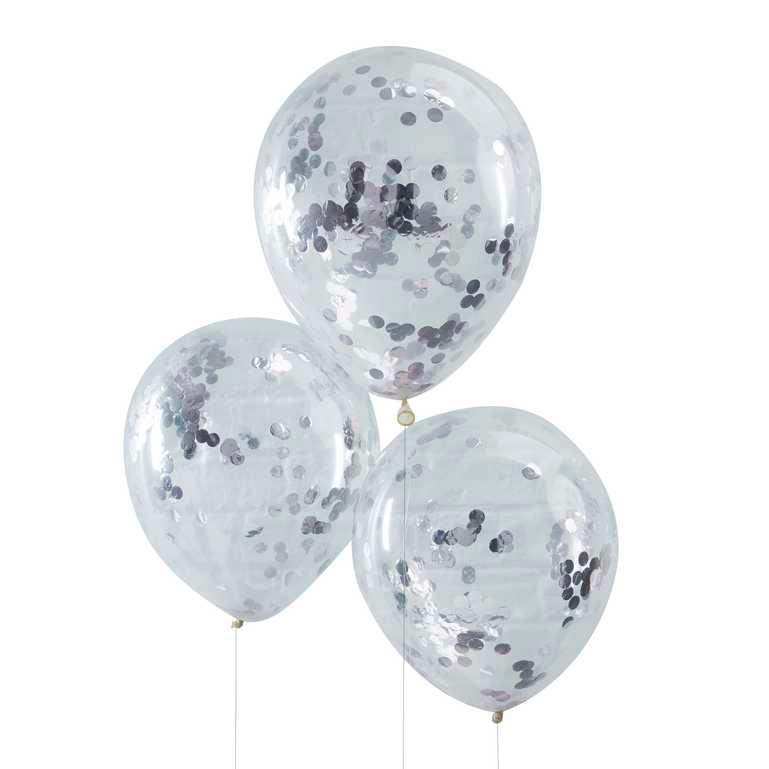 Confetti Ballonnen Zilver - 5 stuks - 30 cm - Ballonnenshop.nl
