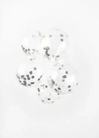Confetti Ballonnen - Zilver - 6 stuks - 30 cm - Ballonnenshop.nl