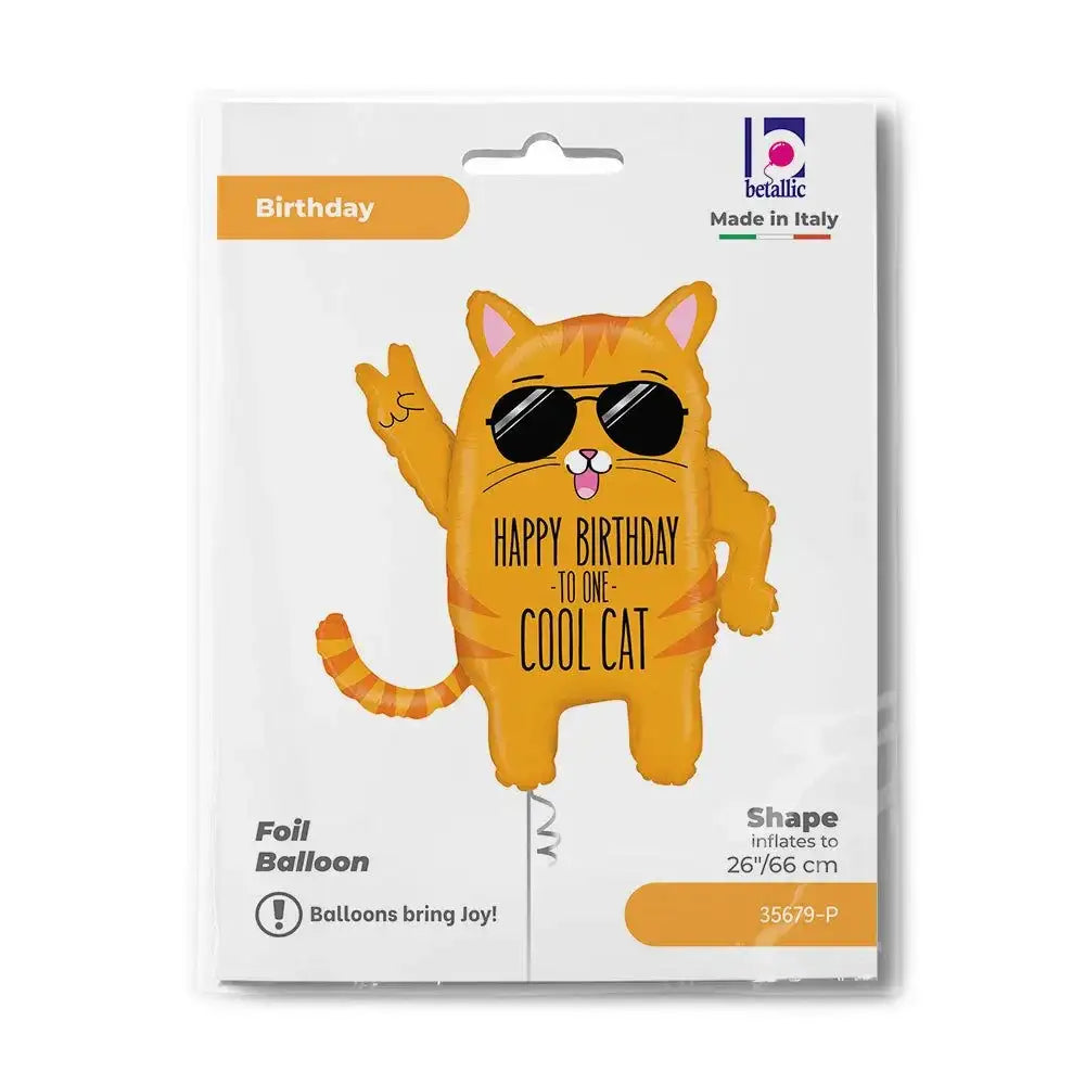 Cool Cat Birthday Folie Ballon - 84 cm - Ballonnenshop.nl