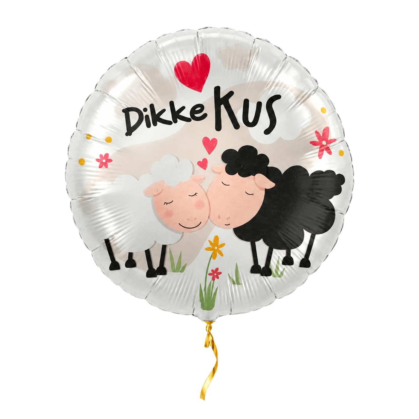 Dikke Kus Helium Ballon met helium en gouden lint