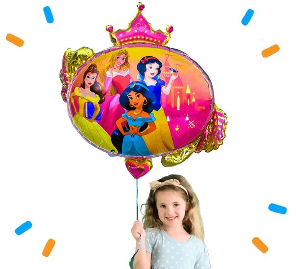 Doornroosje, Belle, Sneeuwwitje & Jasmine Disney Prinsessen Helium Ballon XXL - Gevuld Met Helium - 86 cm - Ballonnenshop.nl