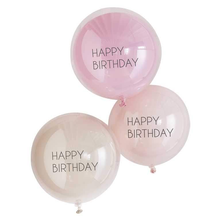 Dubbel Gelaagde Happy Birthday Ballonnen - 3 stuks - 45 cm - Ballonnenshop.nl
