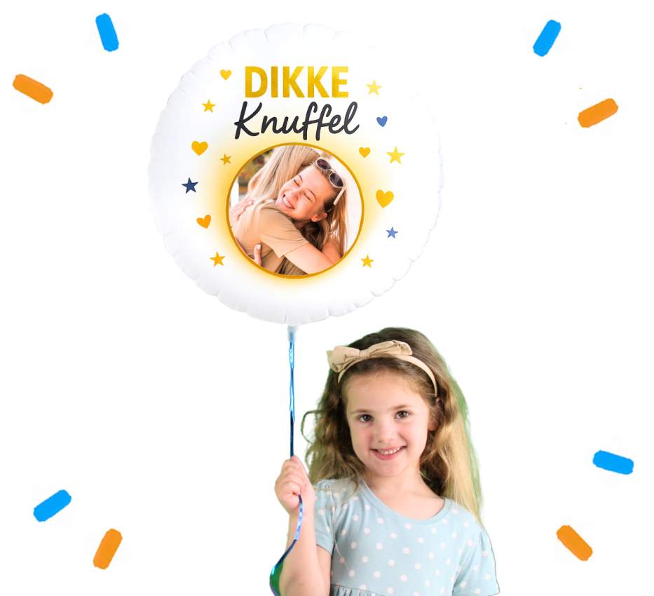 Eigen Foto Dikke Knuffel Helium Ballon - 58 cm - Ballonnenshop.nl