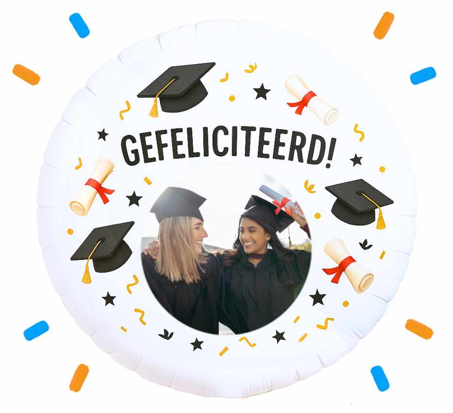 Eigen Foto Gefeliciteerd Geslaagd Helium Ballon - 58 cm - Ballonnenshop.nl
