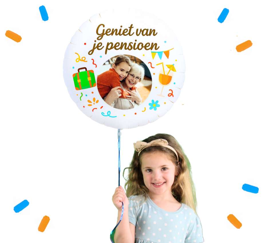 Eigen Foto Geniet Van Je Pensioen Helium Ballon - 58 cm - Ballonnenshop.nl