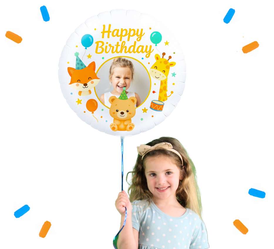 Eigen Foto Happy Birthday Dieren Helium Ballon - 58 cm - Ballonnenshop.nl