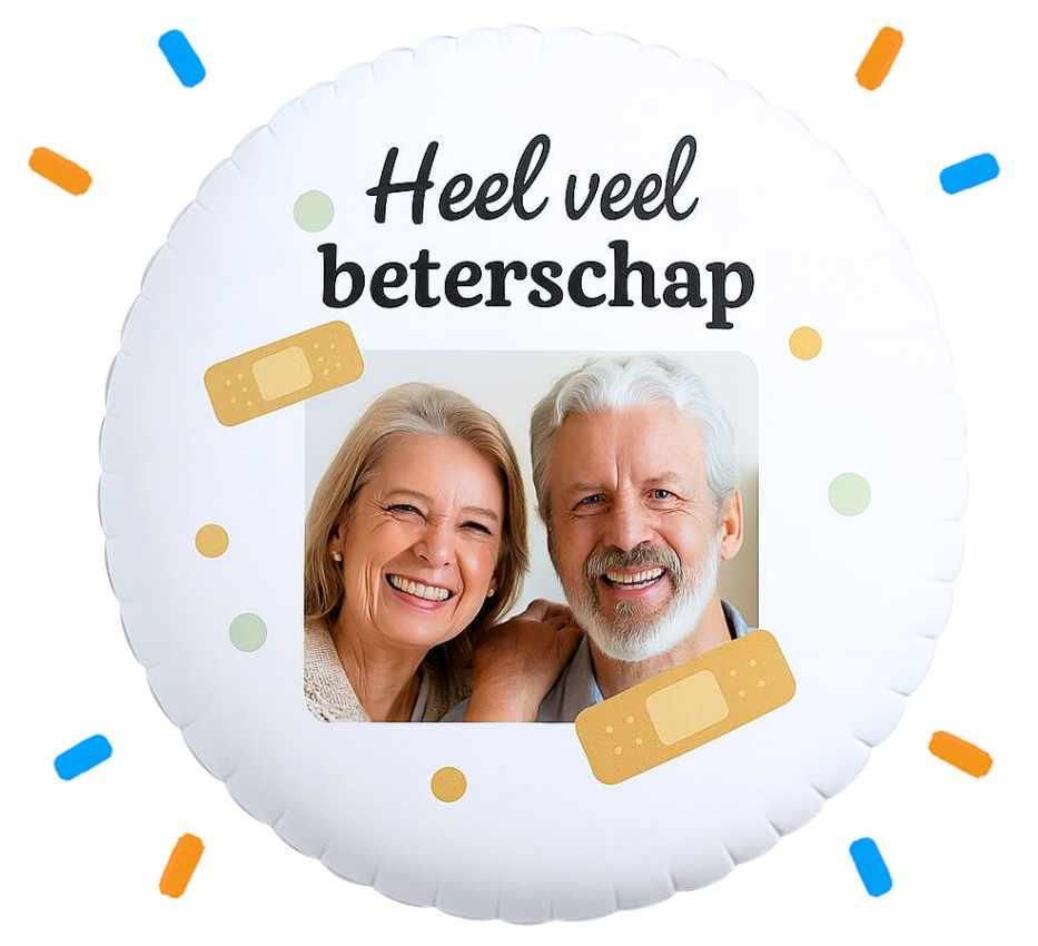 Eigen Foto Heel Veel Beterschap - Helium Ballon - 58 cm - Ballonnenshop.nl
