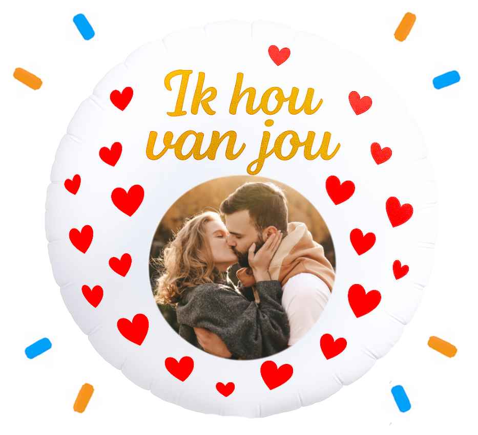 Eigen Foto Ik Hou Van Jou Helium Ballon - 58 cm - Ballonnenshop.nl
