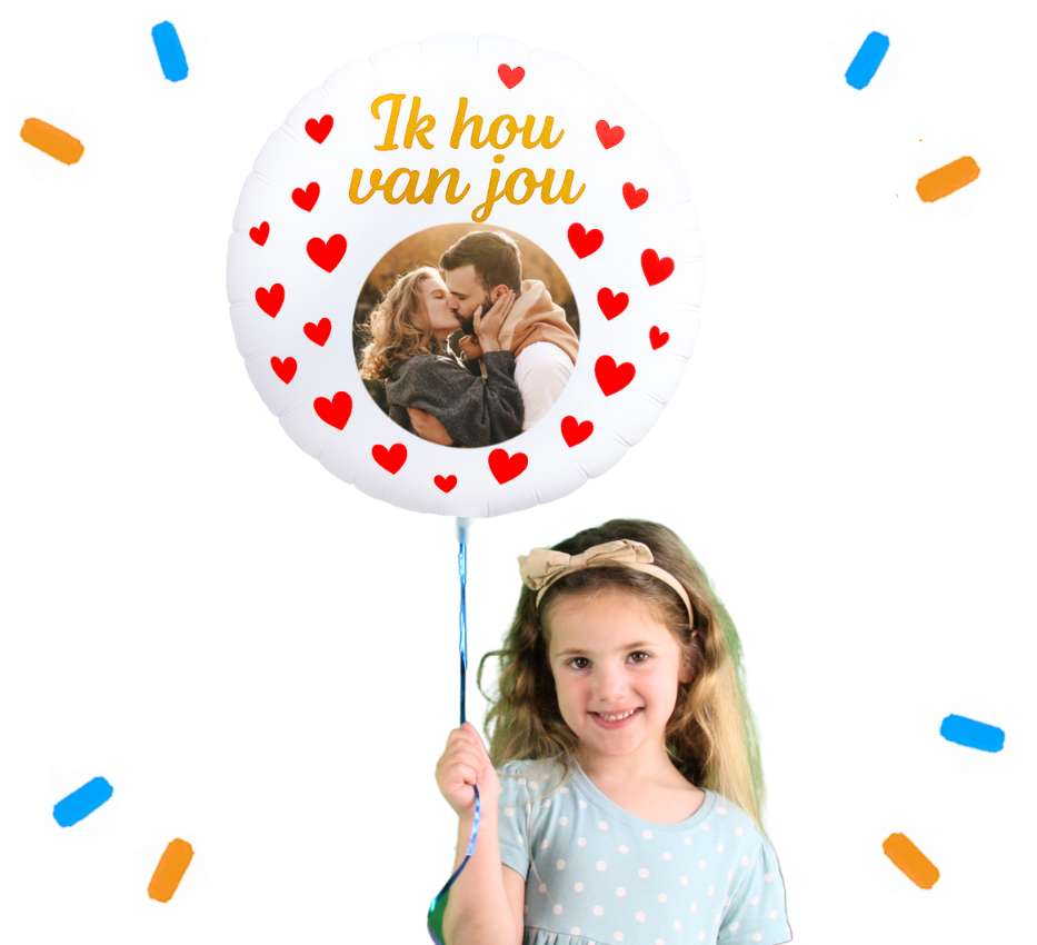 Eigen Foto Ik Hou Van Jou Helium Ballon - 58 cm - Ballonnenshop.nl