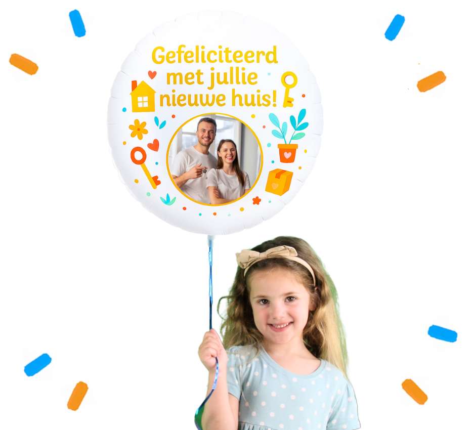 Eigen Foto Nieuw Huis Helium Ballon - 58 cm - Ballonnenshop.nl