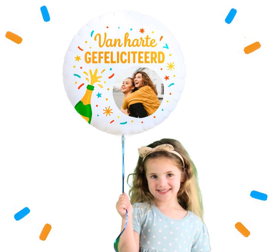 Eigen Foto Van Harte Gefeliciteerd Helium Ballon - 58 cm - Ballonnenshop.nl