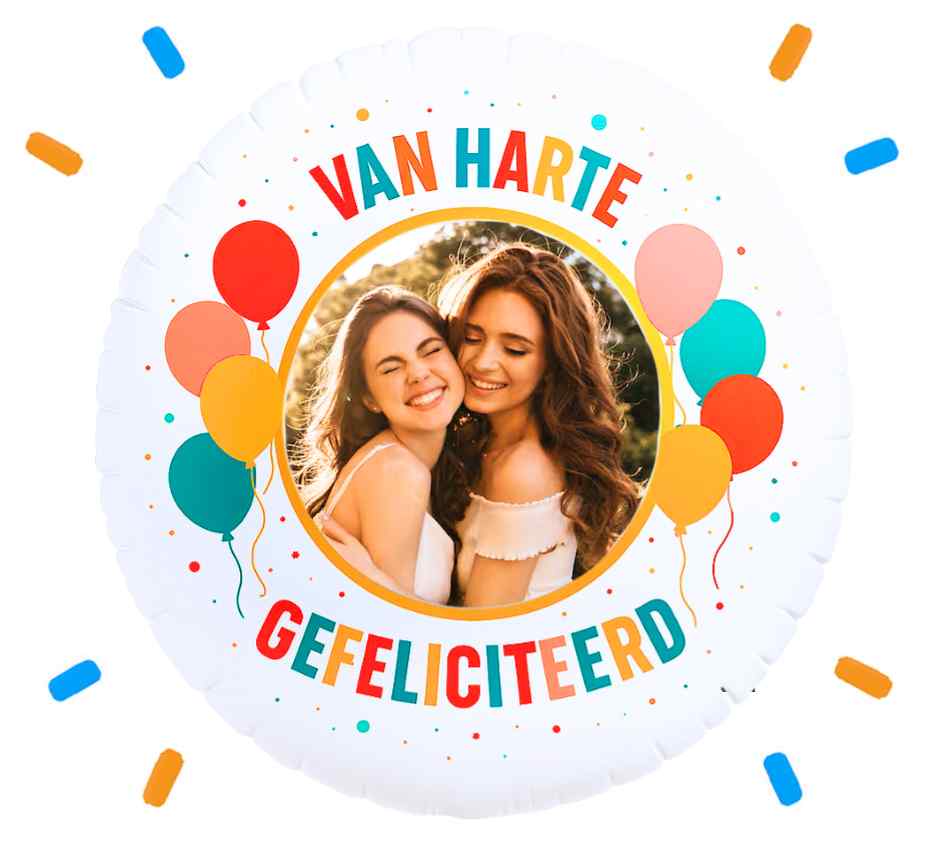 Eigen Foto Van Harte Gefeliciteerd Helium Ballon - 58 cm - Ballonnenshop.nl