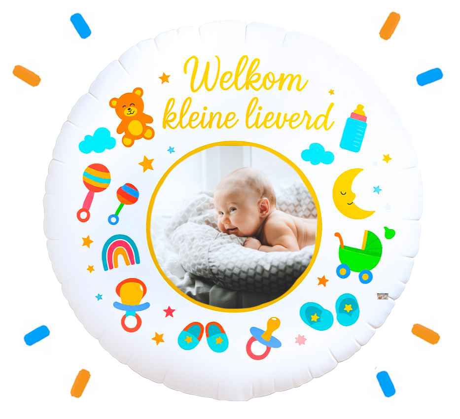 Eigen Foto Welkom Kleine Lieverd Helium Ballon - 58 cm - Ballonnenshop.nl