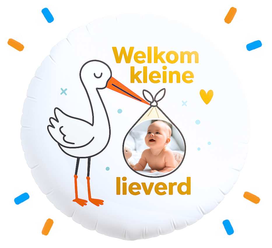 Eigen Foto Welkom Kleine Lieverd Helium Ballon - 58 cm - Ballonnenshop.nl