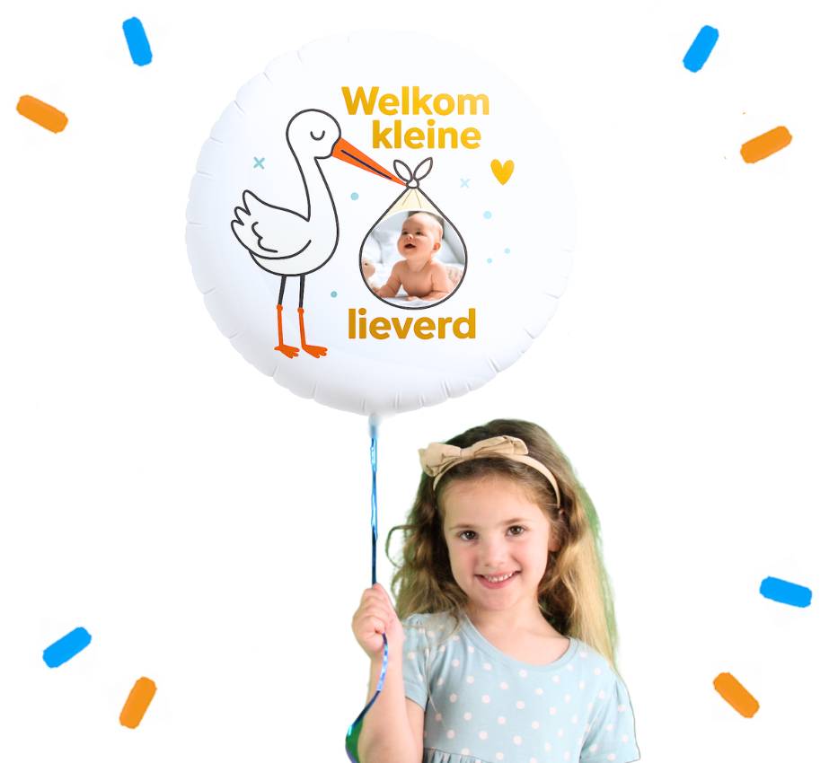Eigen Foto Welkom Kleine Lieverd Helium Ballon - 58 cm - Ballonnenshop.nl