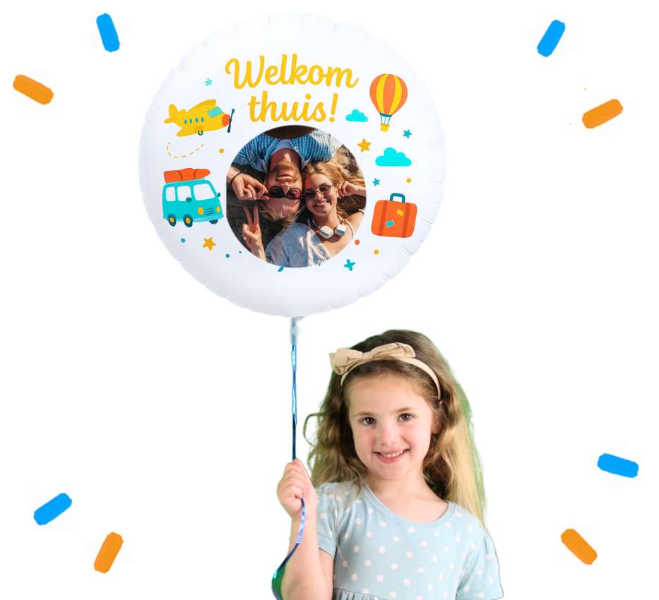 Eigen Foto Welkom Thuis Helium Ballon - 58 cm - Ballonnenshop.nl