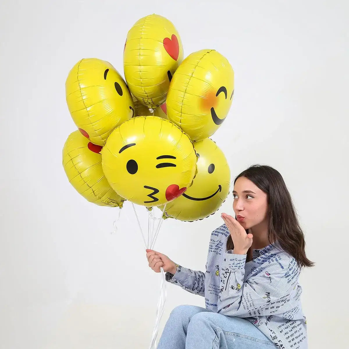 Emoji Kus Helium Ballon - Gevuld Met Helium - 45 cm - Ballonnenshop.nl