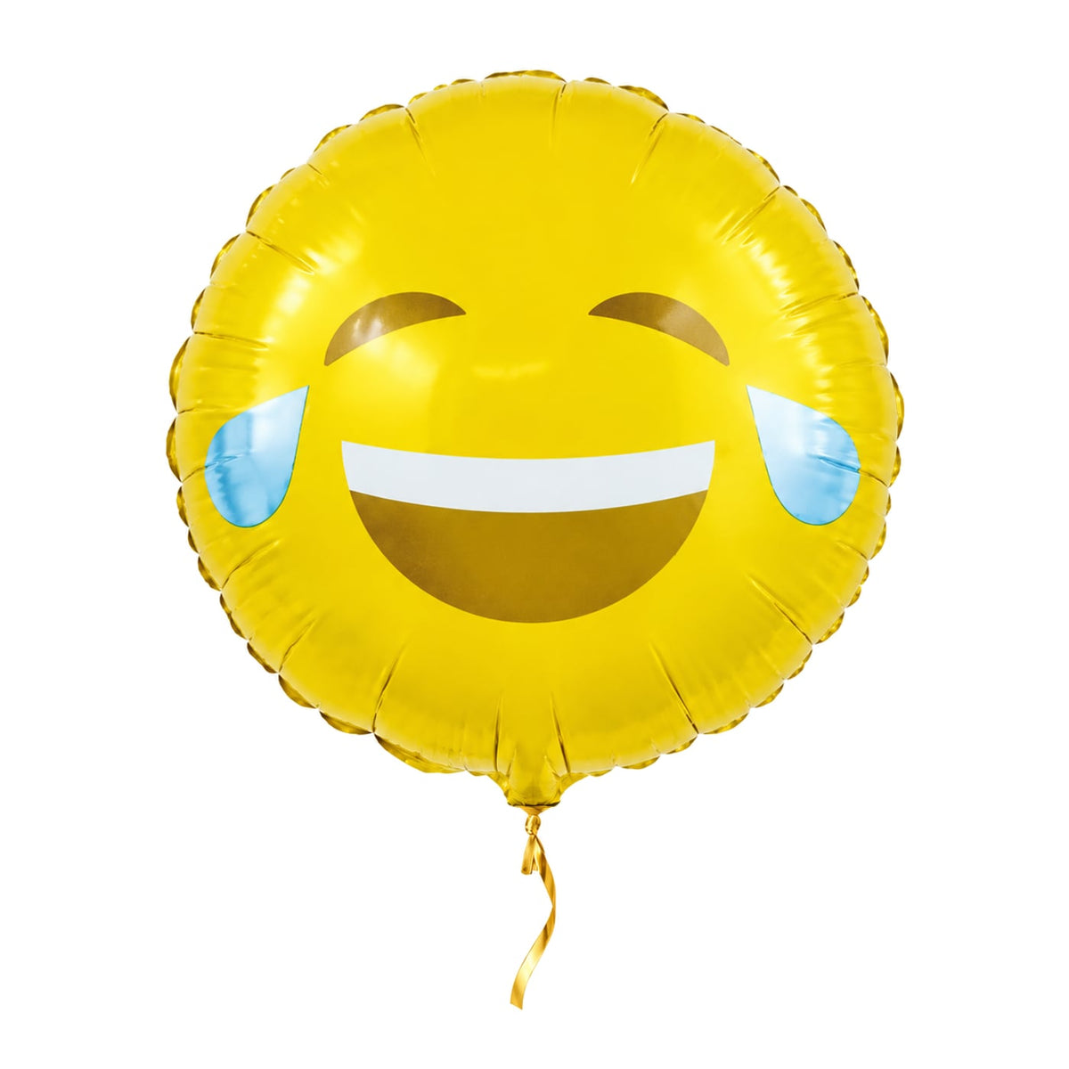 Emoji Lachen Helium Ballon – met helium gevuld, met gouden lint
