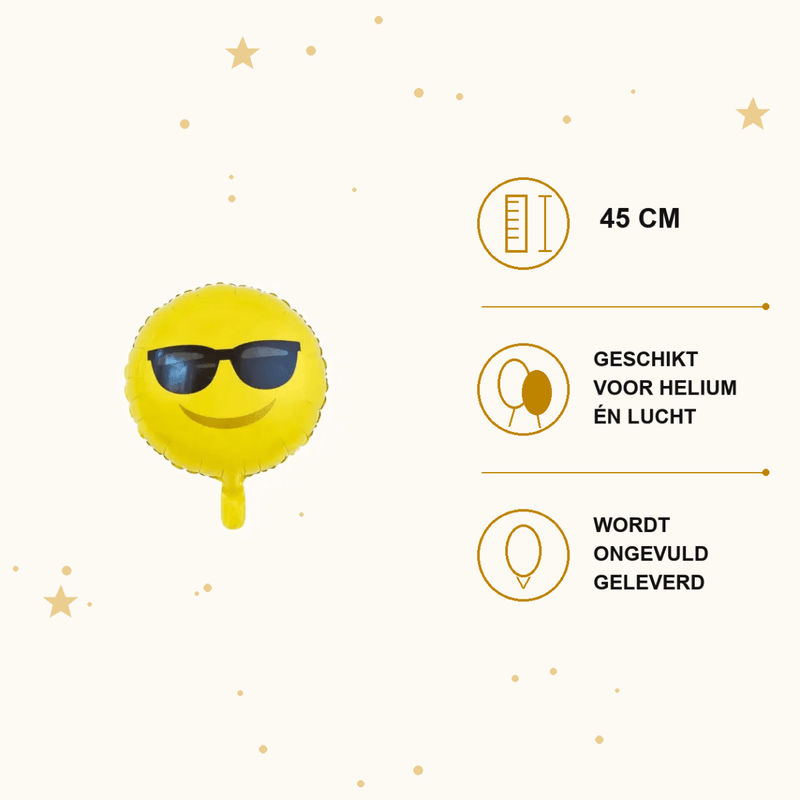 Emoji Zonnebril Folie Ballon - 45 cm - Ballonnenshop.nl