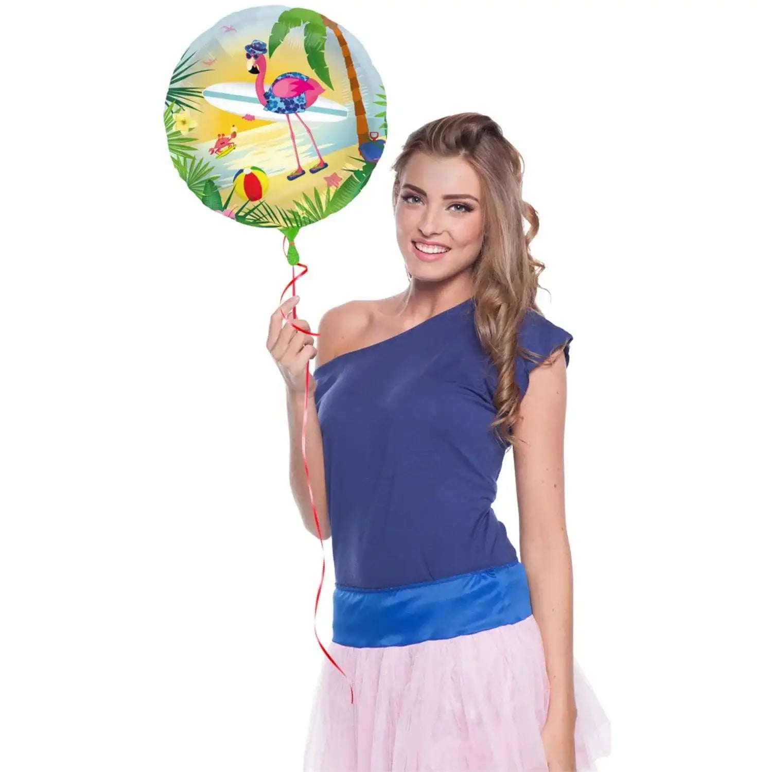 Flamingo Op Het Strand Folie Ballon - 45 cm - Ballonnenshop.nl
