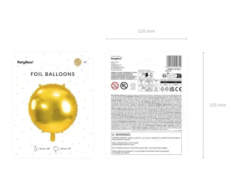 Folie Ballon Rond Goud 45 cm - Ballonnenshop.nl