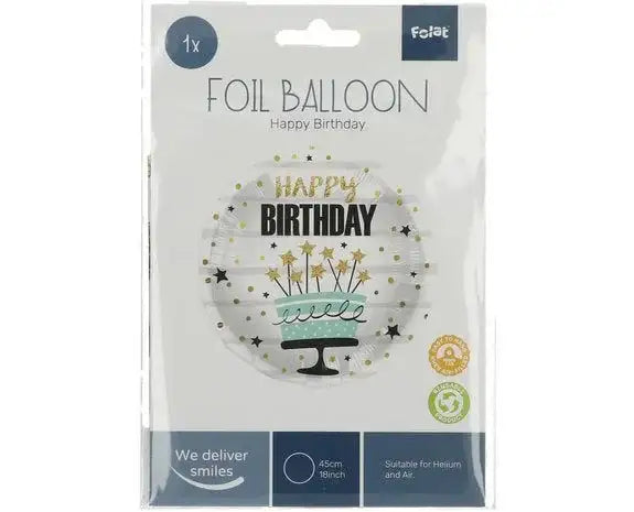 Folie Ballon Verjaardagstaart Sterren - 45 cm - Ballonnenshop.nl