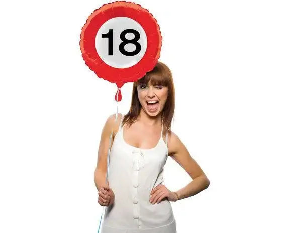 Folie Ballon Verkeersbord 18 Jaar - 45 cm - Ballonnenshop.nl