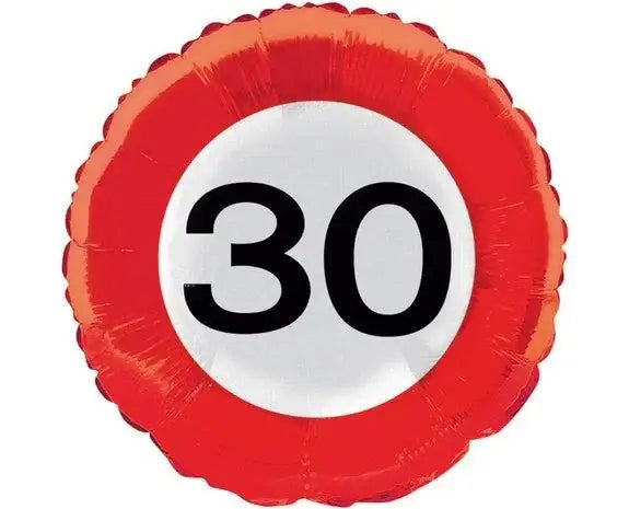 Folie Ballon Verkeersbord 30 Jaar - 45 cm - Ballonnenshop.nl