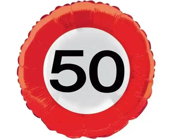 Folie Ballon Verkeersbord 50 Jaar - 45 cm - Ballonnenshop.nl
