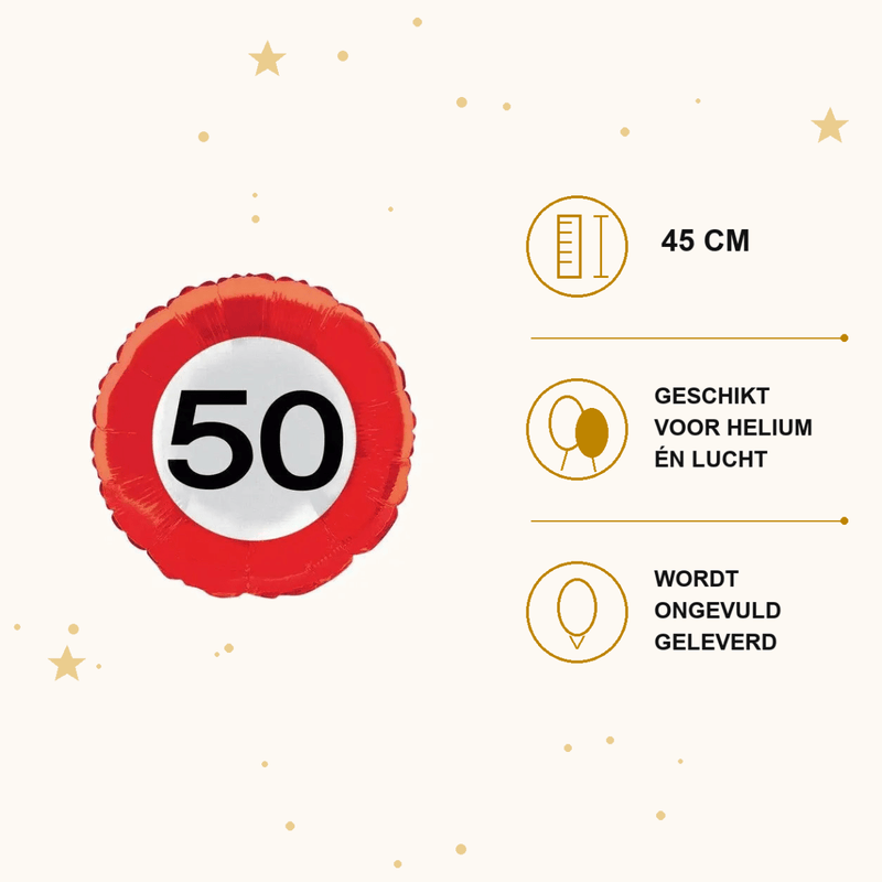 Folie Ballon Verkeersbord 50 Jaar - 45 cm - Ballonnenshop.nl