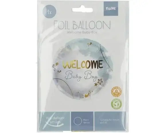 Folie Ballon Welcome Baby Boy - 45 cm - Ballonnenshop.nl